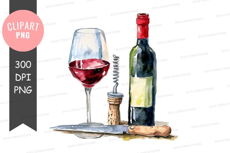 Wine bottle and glass clipart png
