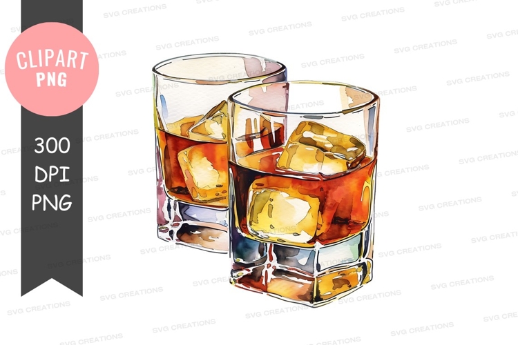 Two glasses of whiskey with ice