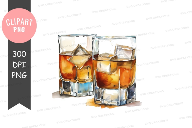 Two glasses of whiskey with ice