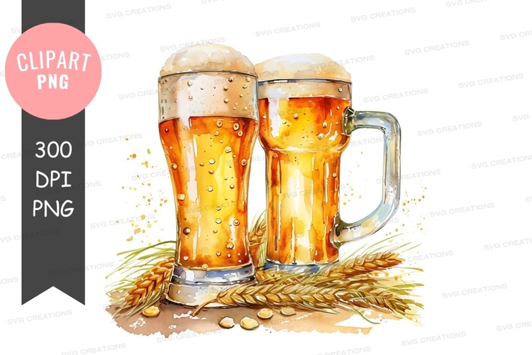 Two glasses of beer with wheat