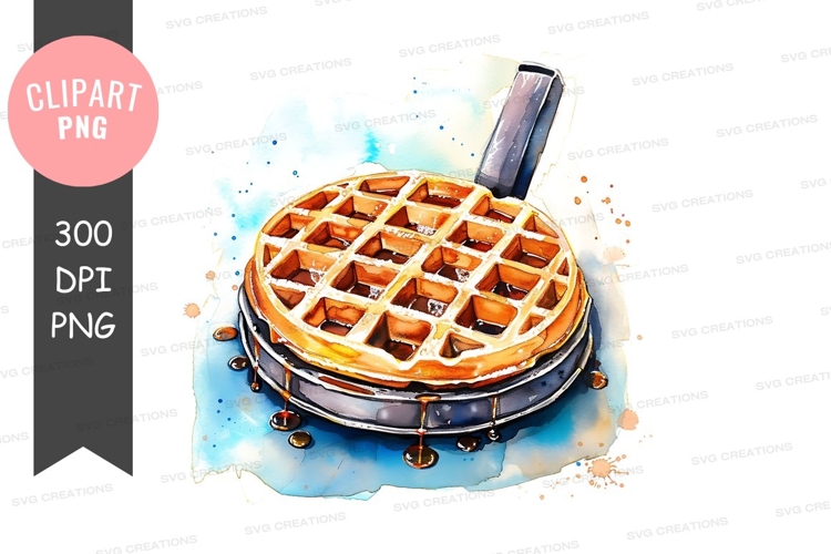 Golden waffle on a waffle iron
