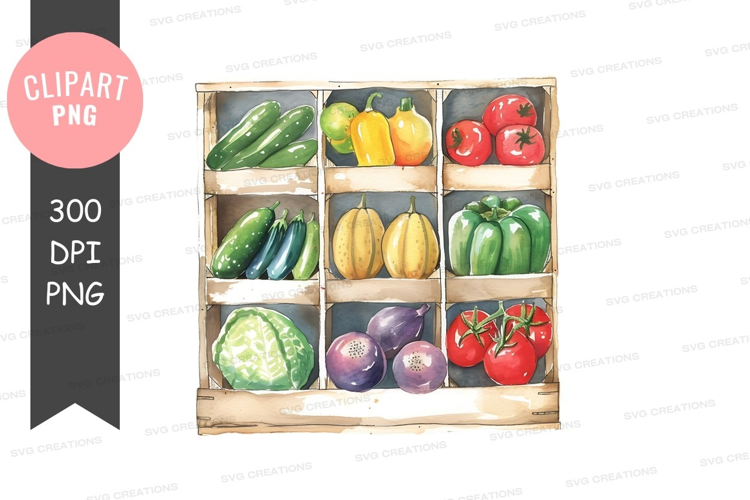 Fresh vegetables in wooden crate