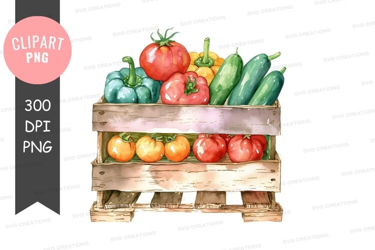 Fresh vegetables in a wooden crate example image 1