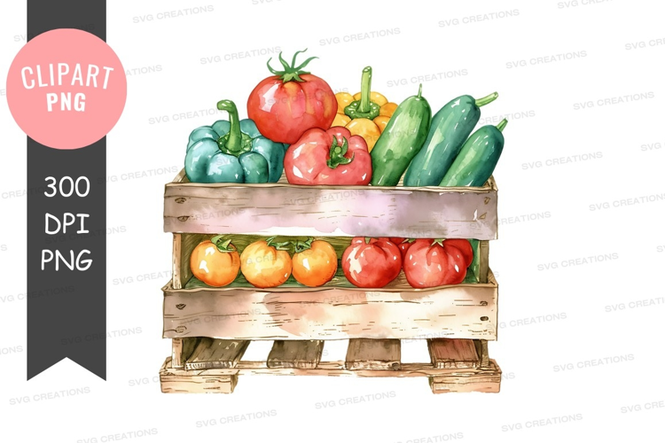 Fresh vegetables in a wooden crate