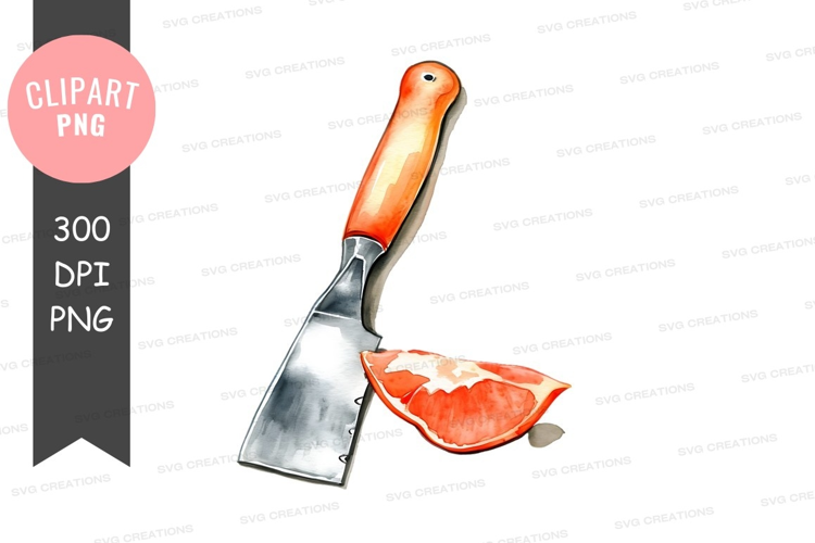 Kitchen cleaver with orange handle