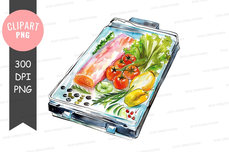 Fresh vegetables and meat in a clamshell container