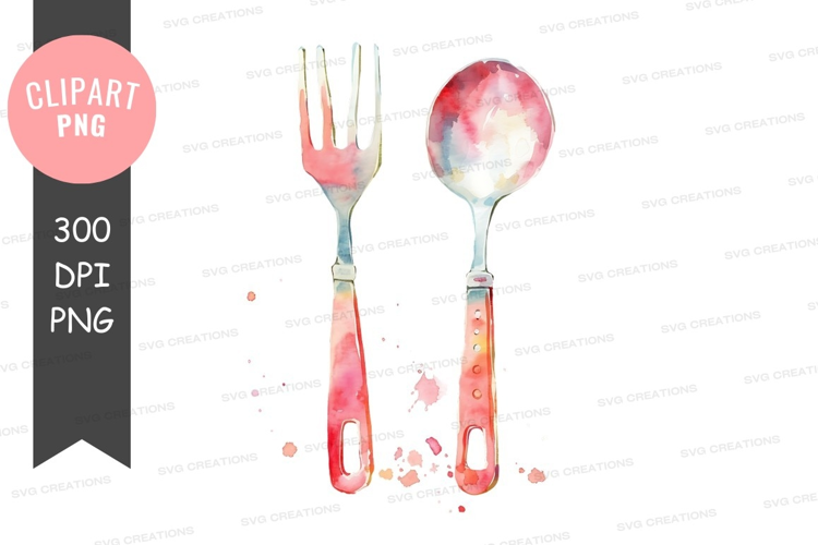 Watercolor serving utensils