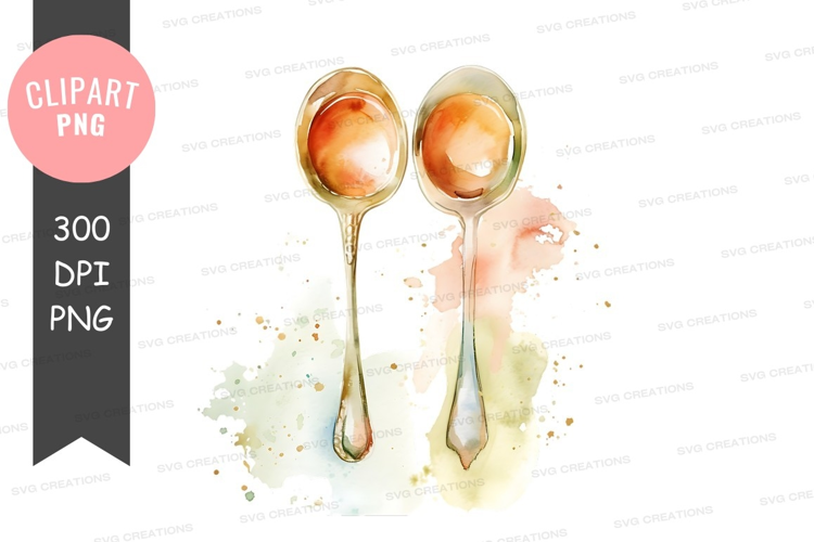 Two spoons with watercolor splash