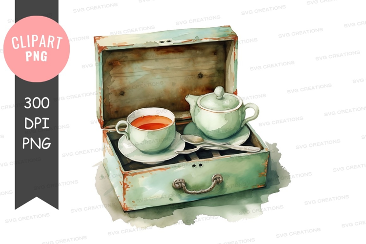 Tea time in a vintage suitcase