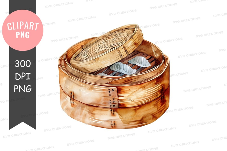 Bamboo steamer with dumplings