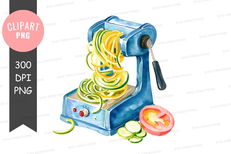 Spiral vegetable slicer in action