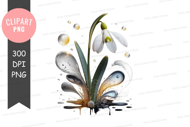 Elegant snowdrop flower with water droplets
