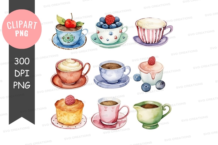 Delightful tea and coffee clipart png