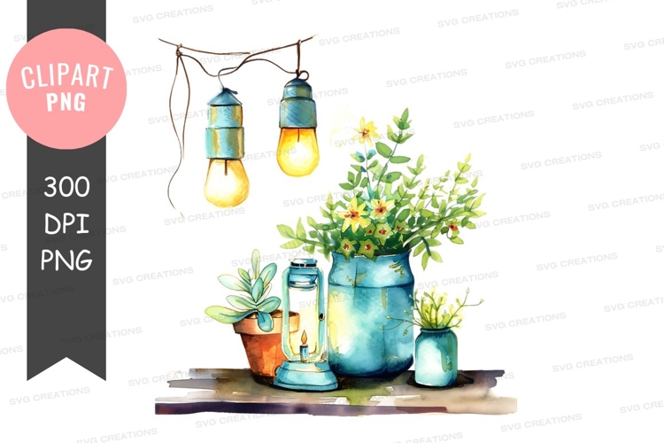 Cozy indoor garden with hanging lights