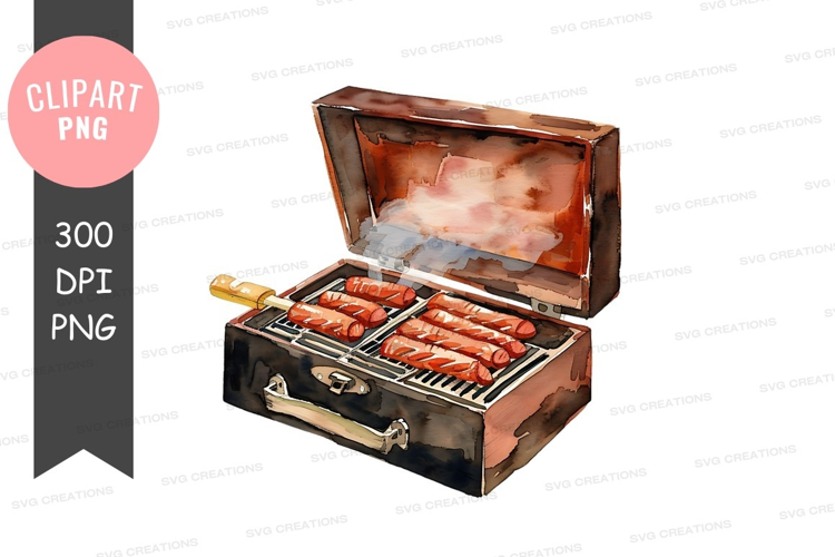Grilled sausages in a suitcase