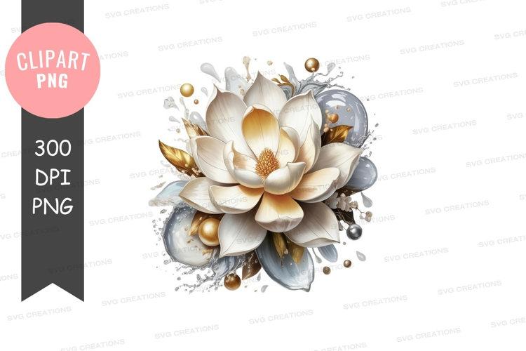 Elegant white lotus with golden accents
