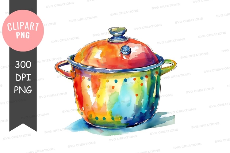 Colorful cooking pot clipart png