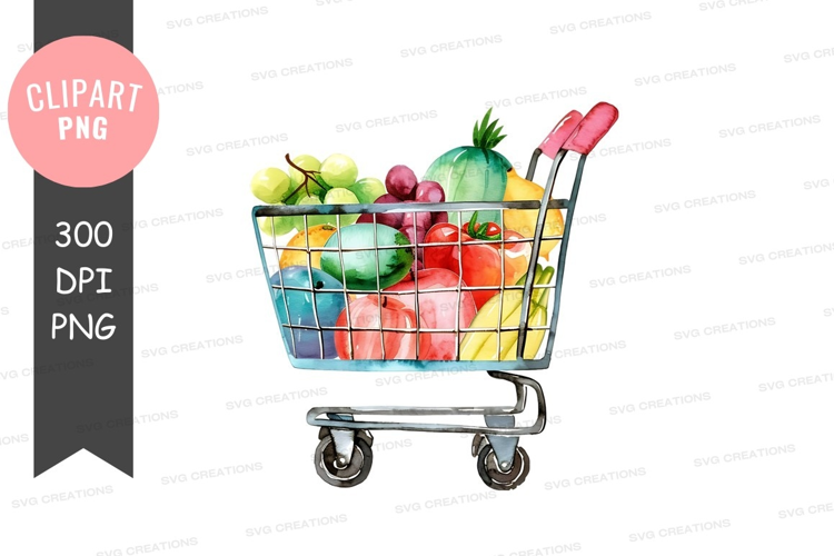 Shopping cart full of fruits