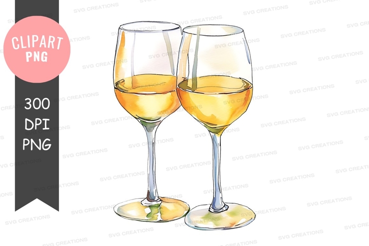 Two wine glasses with white wine