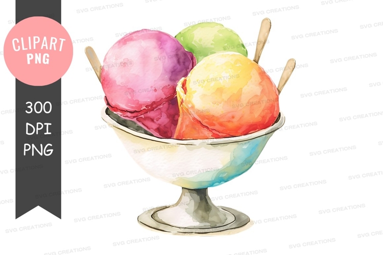 Colorful ice cream scoops in a bowl