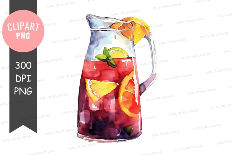 Refreshing sangria in a pitcher