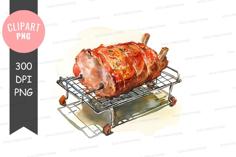 Roasted pork on a rack