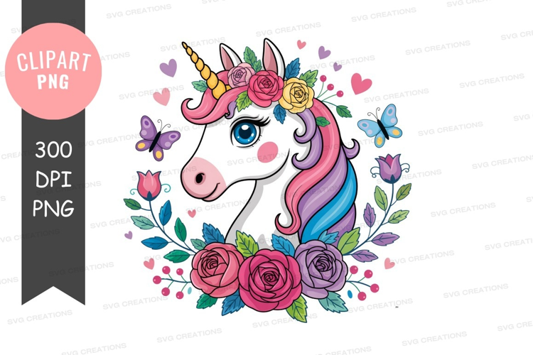 Magical unicorn with floral crown