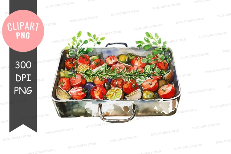 Fresh vegetables in a tray clipart png
