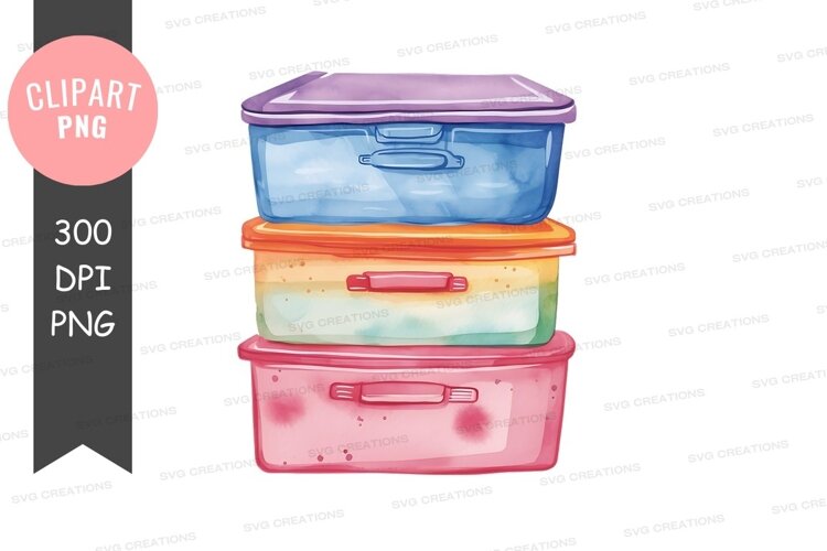 Stack of colorful storage containers example image 1