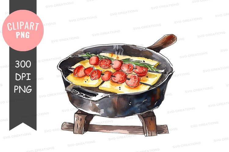 Delicious tomato and cheese omelette in a cast iron skillet