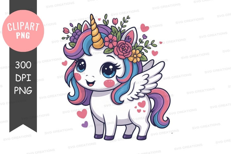 Colorful unicorn clipart png