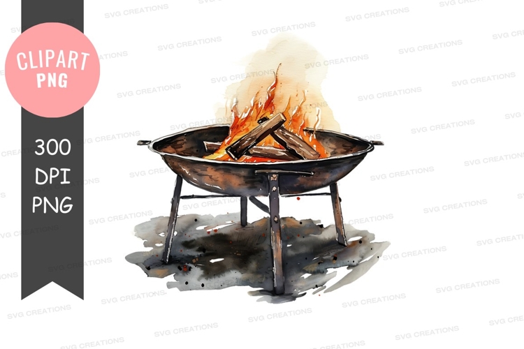 Campfire in a metal bowl