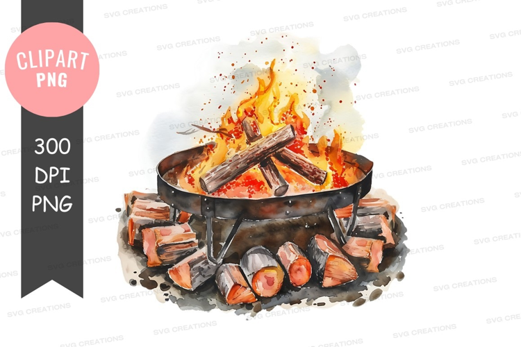Campfire with burning logs