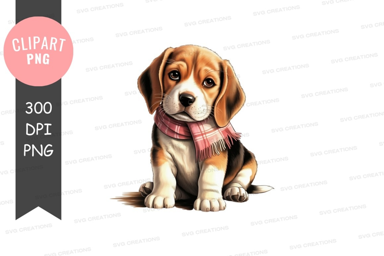 Adorable beagle puppy with scarf