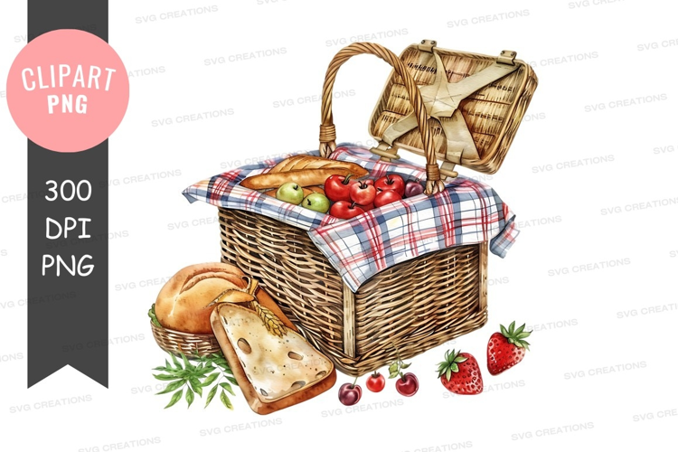 Picnic basket with food