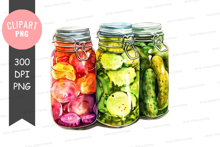 Assorted pickled vegetables in jars