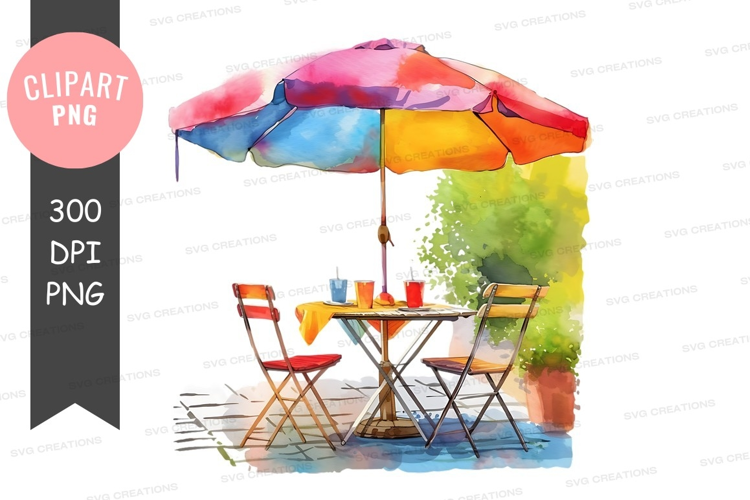 Colorful patio dining