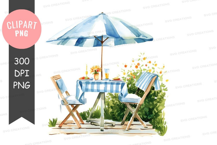 Serene outdoor dining setup