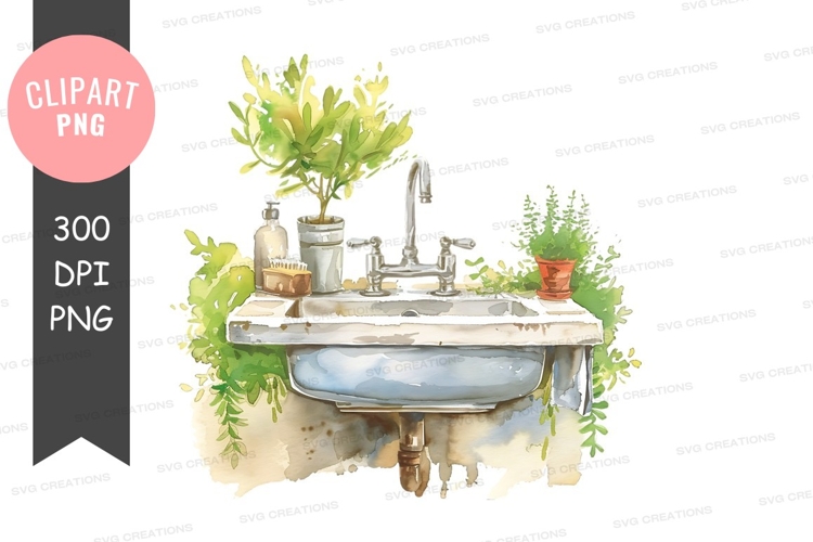 Serene bathroom sink with plants