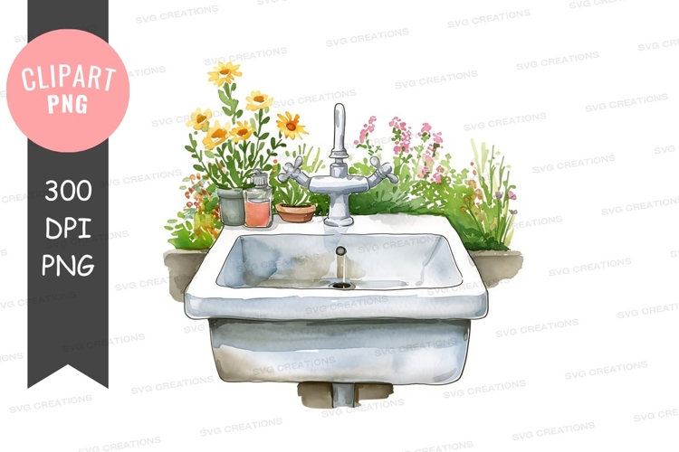 Serene bathroom sink with flowers