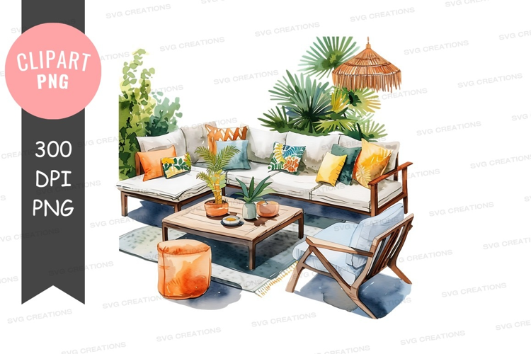 Tropical patio lounge area