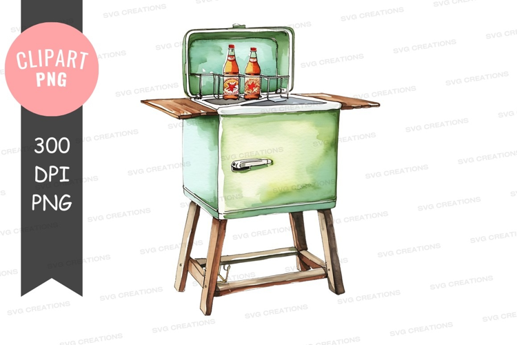 Vintage cooler with beverages