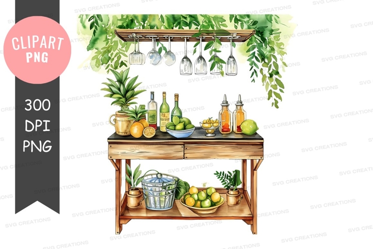 Rustic kitchen counter with fresh produce and wine