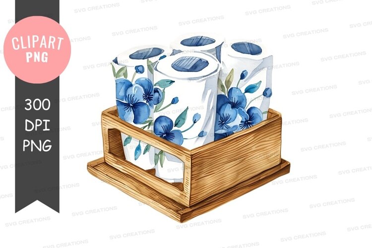 Decorative tissue box holder with blue floral design example image 1