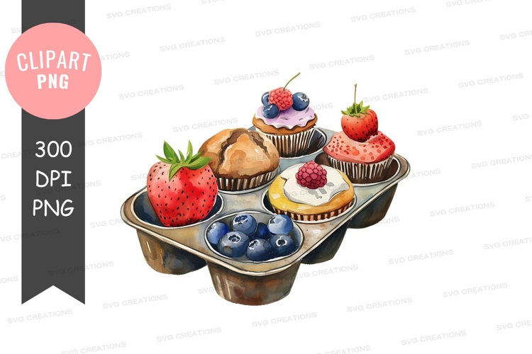 Assorted fruit topped cupcakes