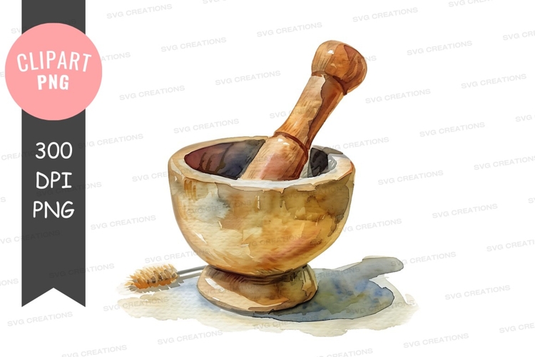 Wooden mortar and pestle
