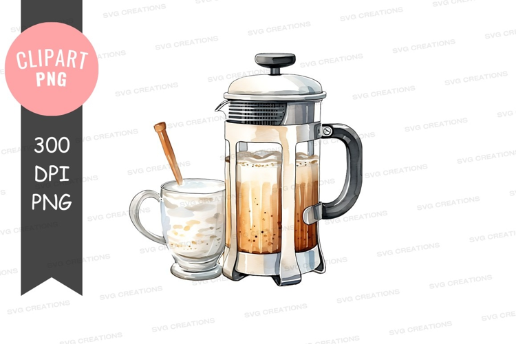 French press coffee maker with coffee