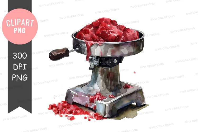 Meat grinder with ground meat