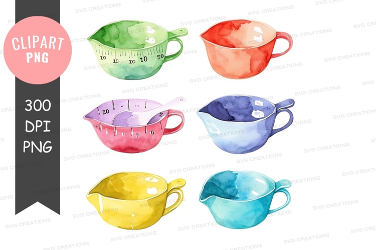 Colorful measuring cups clipart png