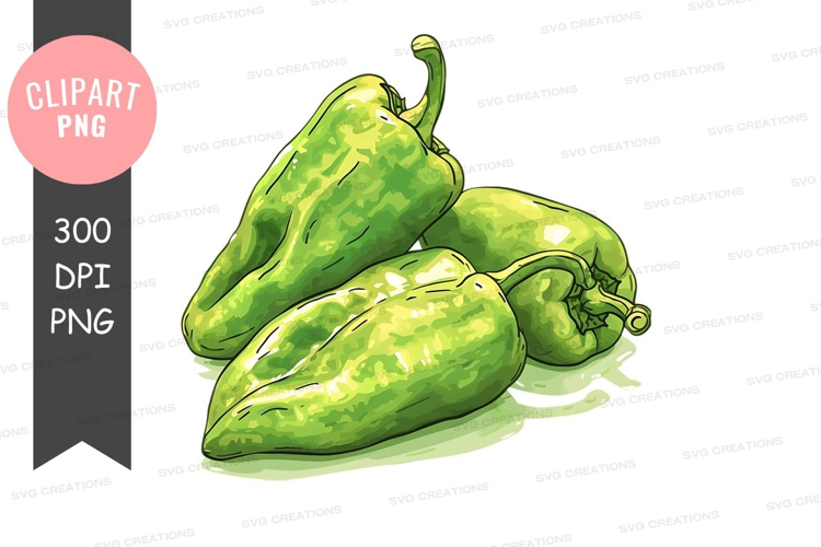 Three green bell peppers